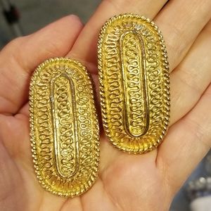 Vintage "MAD MEN" Era 1950's Musi Gorgeous Gold Shoe Clips w Swirls! Classic!